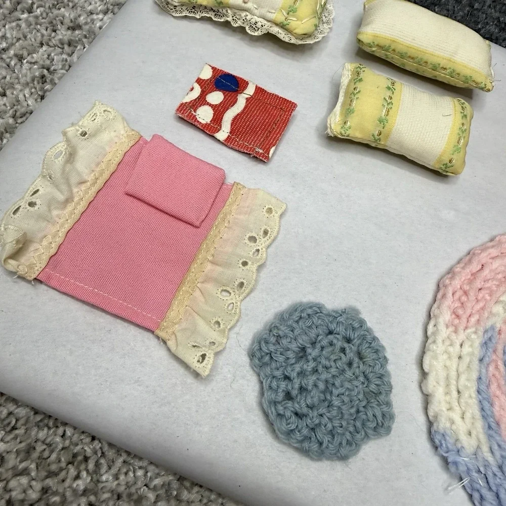Vintage dollhouse‎ miniature rugs pillows door mats lot